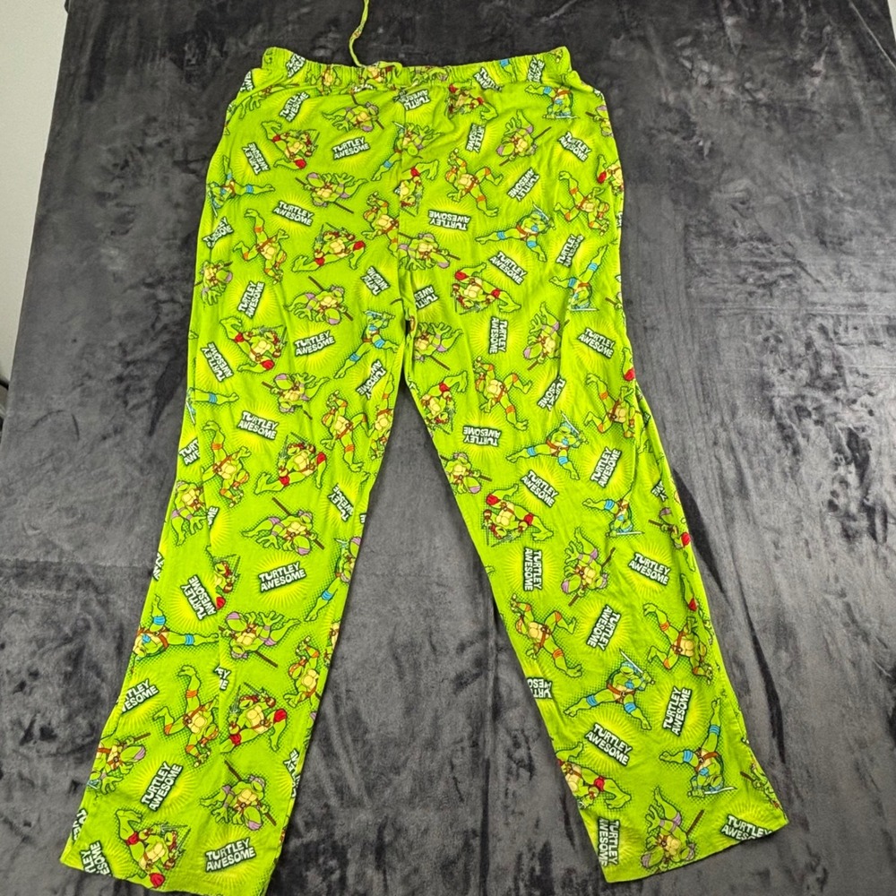 Nickelodeon Pajama Pants Men XL Green TMNT Turtley Awesome Cotton Lounge
